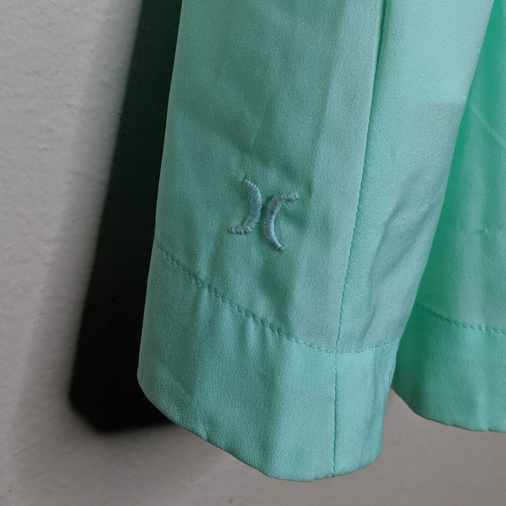 HURLEY Sea Green Tiered Shift Dress with Cutouts - Picture 4 of 8